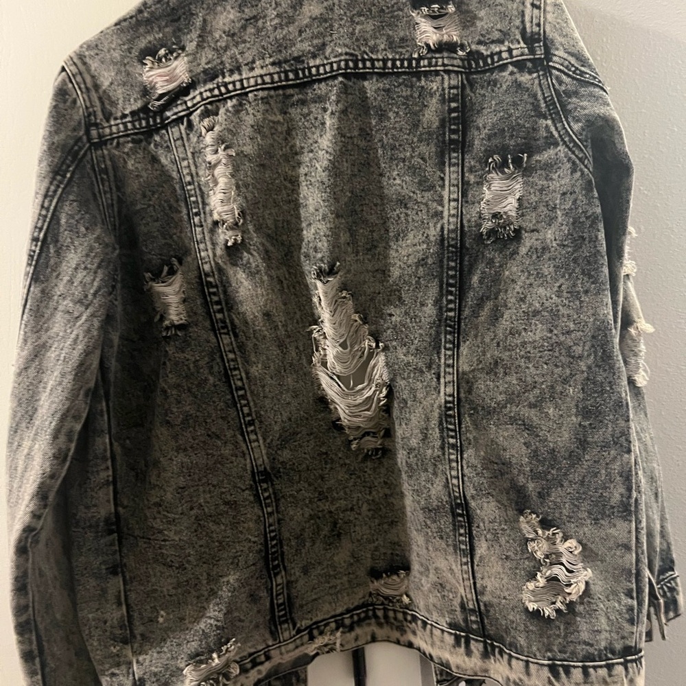 Fantastic Fawn Black Distressed Denim Jacket - Picture 2 of 3